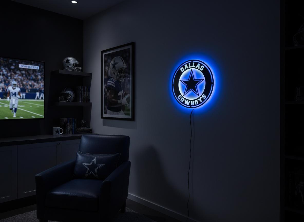 Dallas Cowboys Wall Art - Official NFL Team Logo Sign Game Room Decor