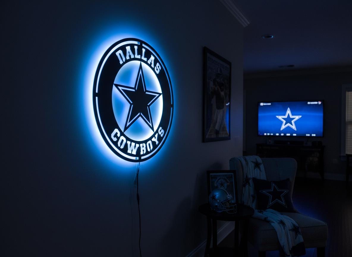 Dallas Cowboys Wall Art - Official NFL Team Logo Sign Game Room Decor