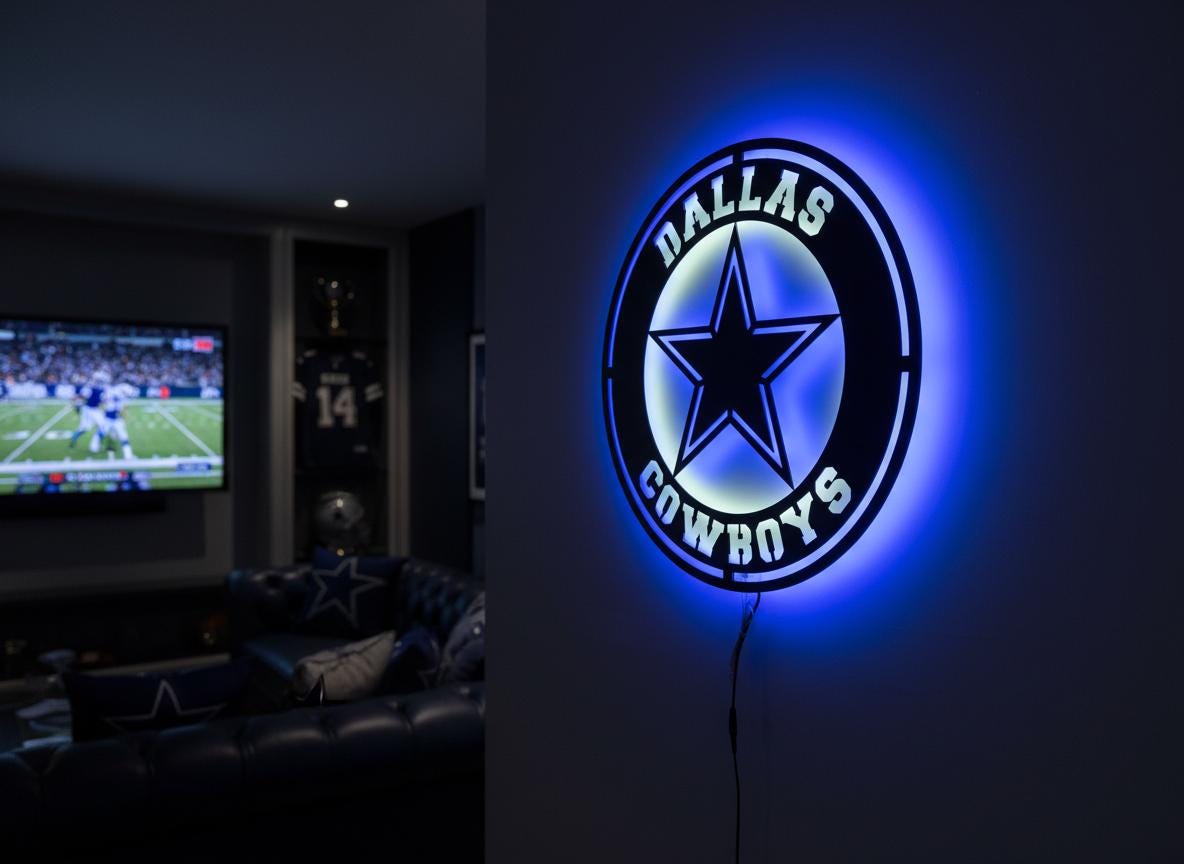 Dallas Cowboys Wall Art - Official NFL Team Logo Sign Game Room Decor