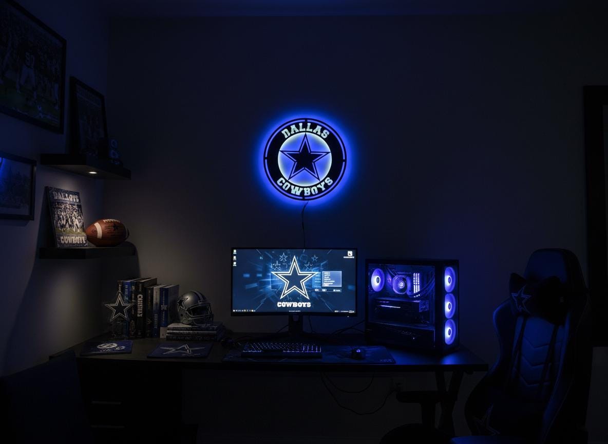 Dallas Cowboys Wall Art - Official NFL Team Logo Sign Game Room Decor