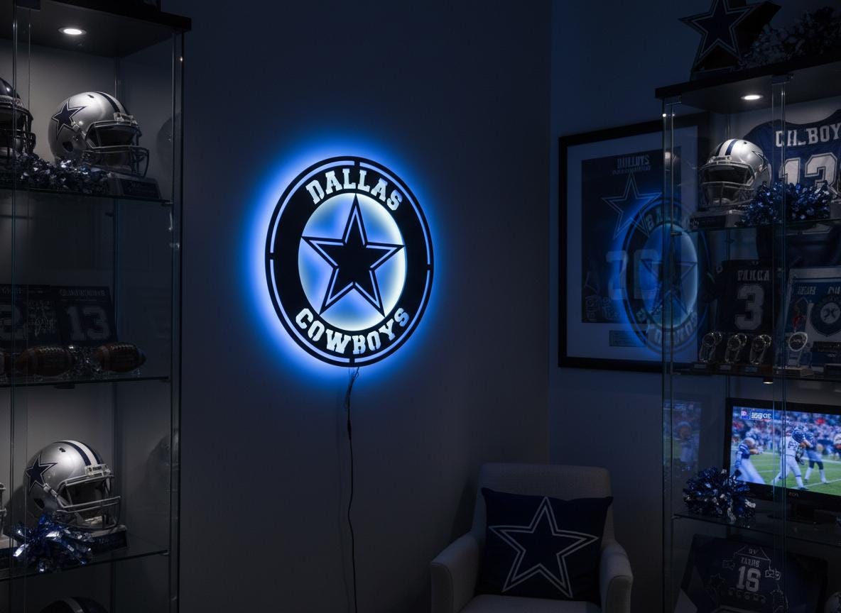 Dallas Cowboys Wall Art - Official NFL Team Logo Sign Game Room Decor