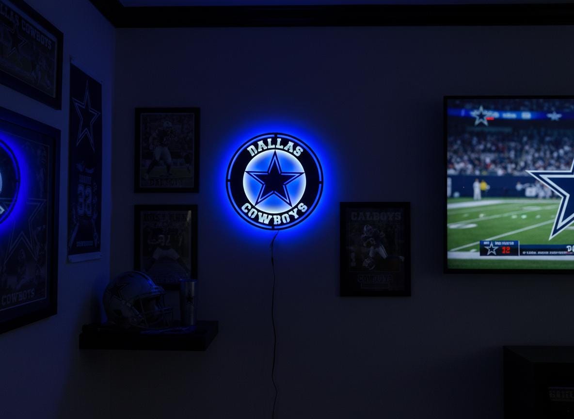 Dallas Cowboys Wall Art - Official NFL Team Logo Sign Game Room Decor