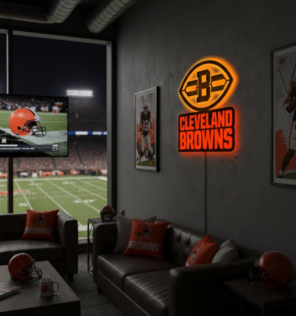 Cleveland Browns Wall Art - NFL Football Team Logo Game Room Decor