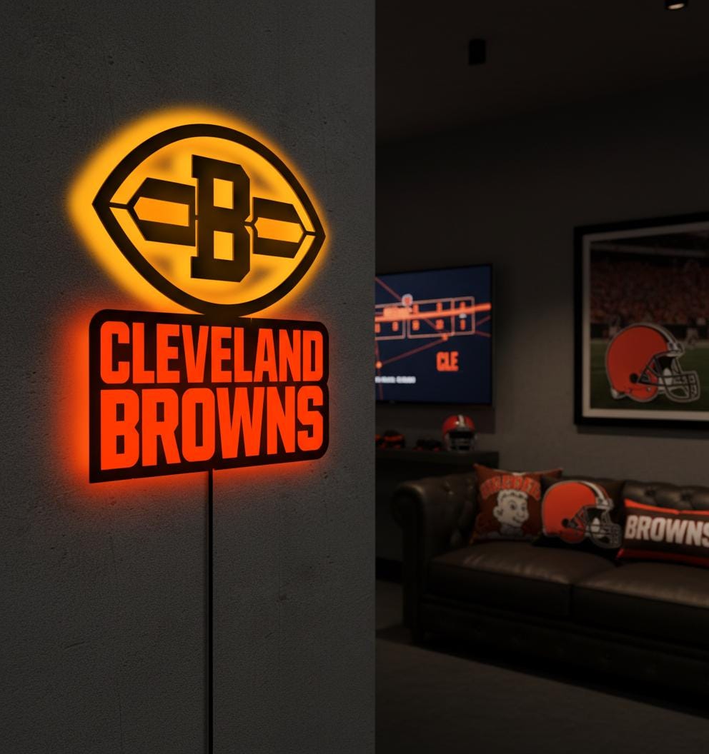 Cleveland Browns Wall Art - NFL Football Team Logo Game Room Decor