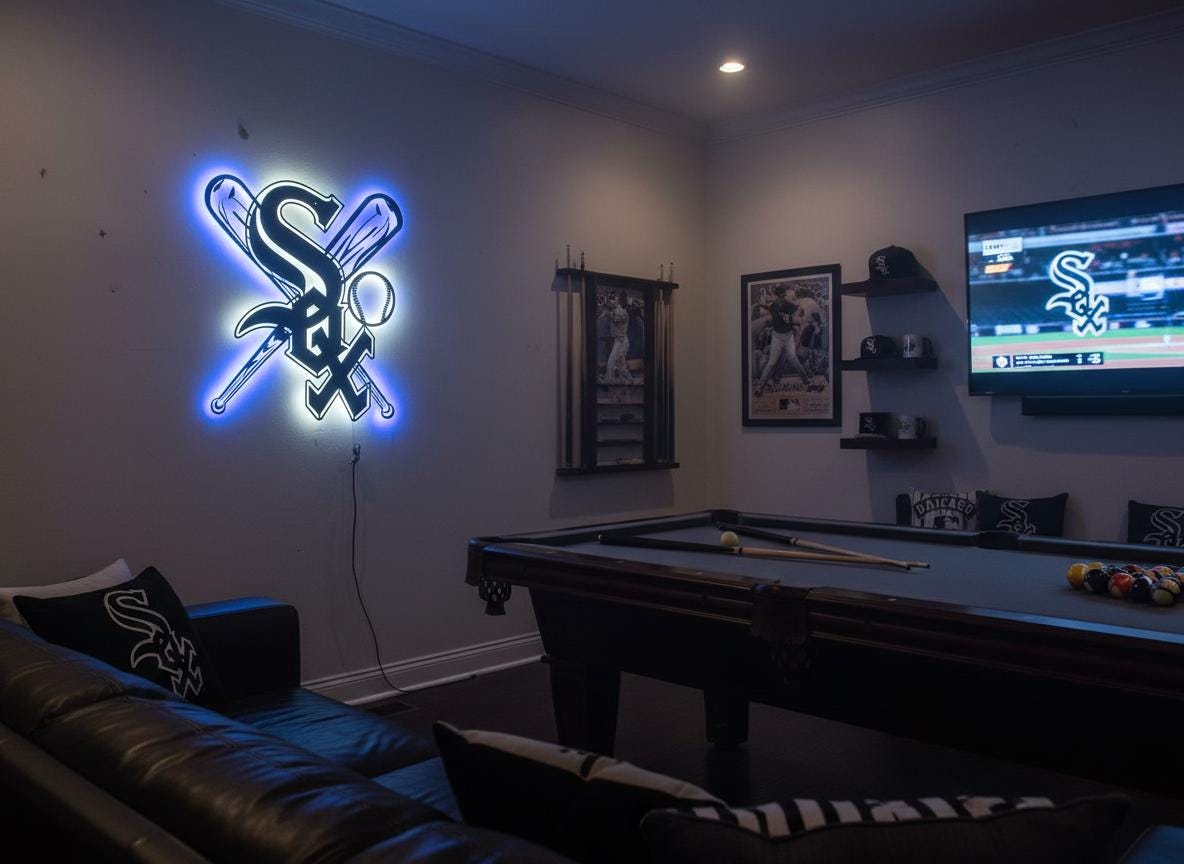 Chicago White Sox Wall Art - Baseball Team Logo Decor Game Room Sign