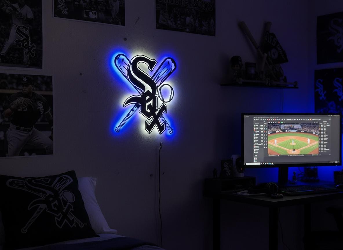 Chicago White Sox Wall Art - Baseball Team Logo Decor Game Room Sign