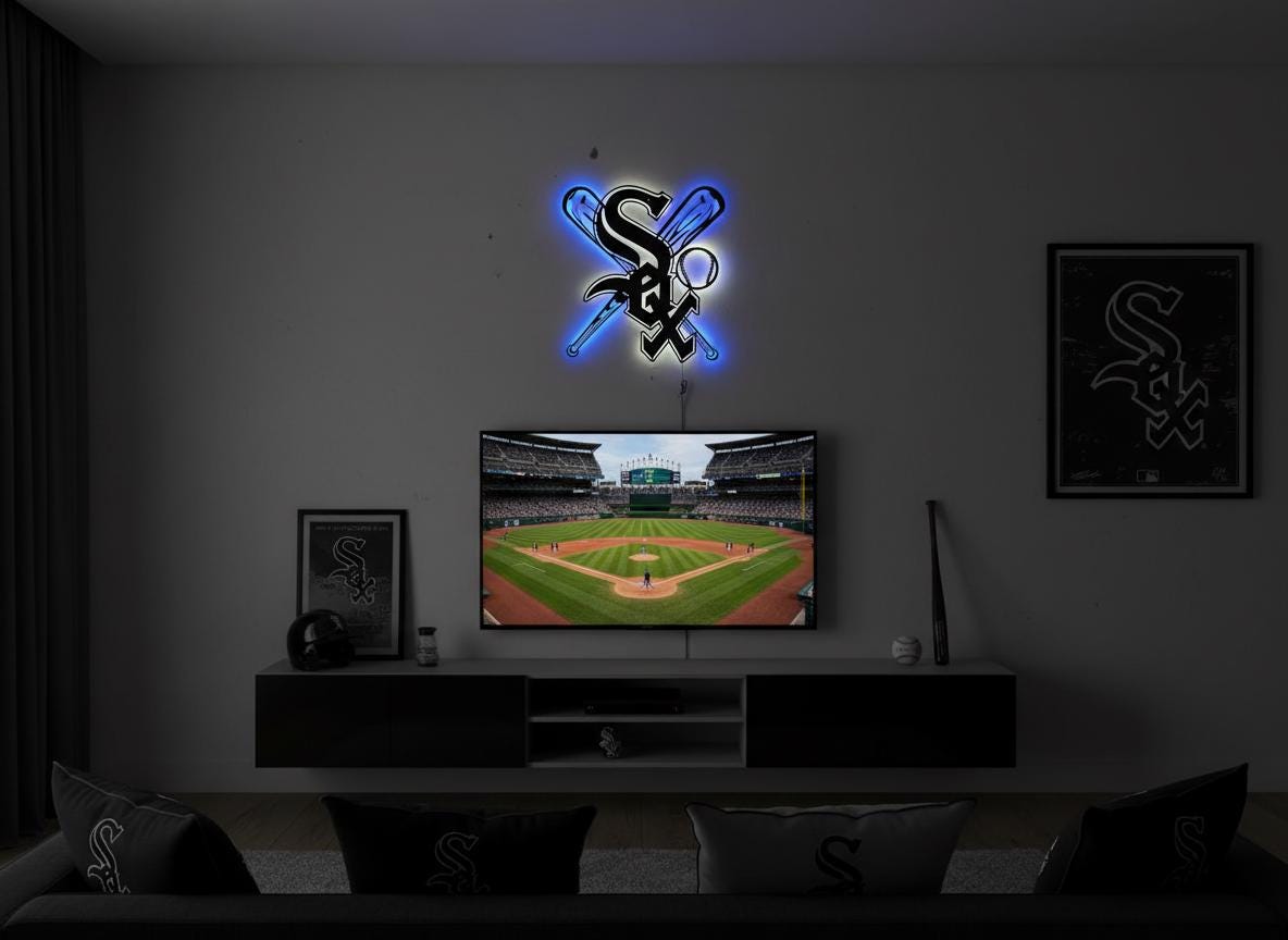 Chicago White Sox Wall Art - Baseball Team Logo Decor Game Room Sign