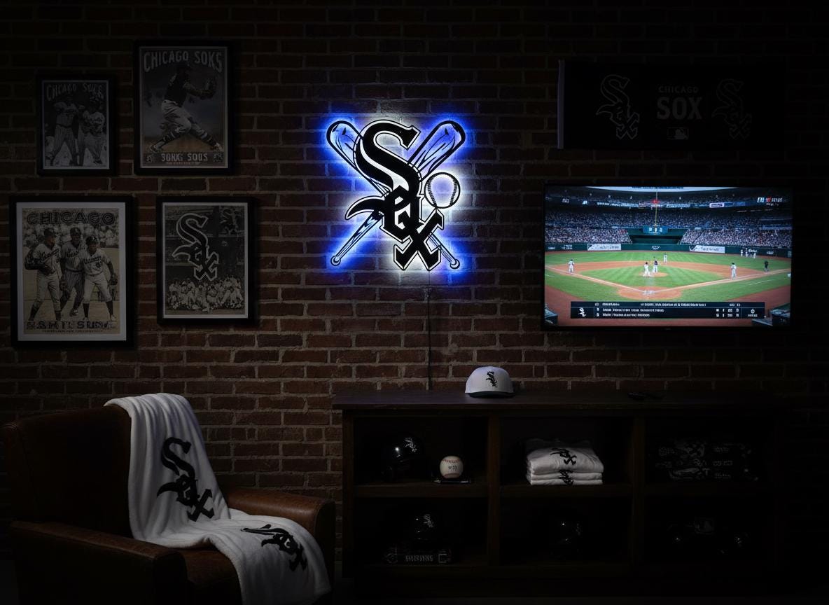 Chicago White Sox Wall Art - Baseball Team Logo Decor Game Room Sign