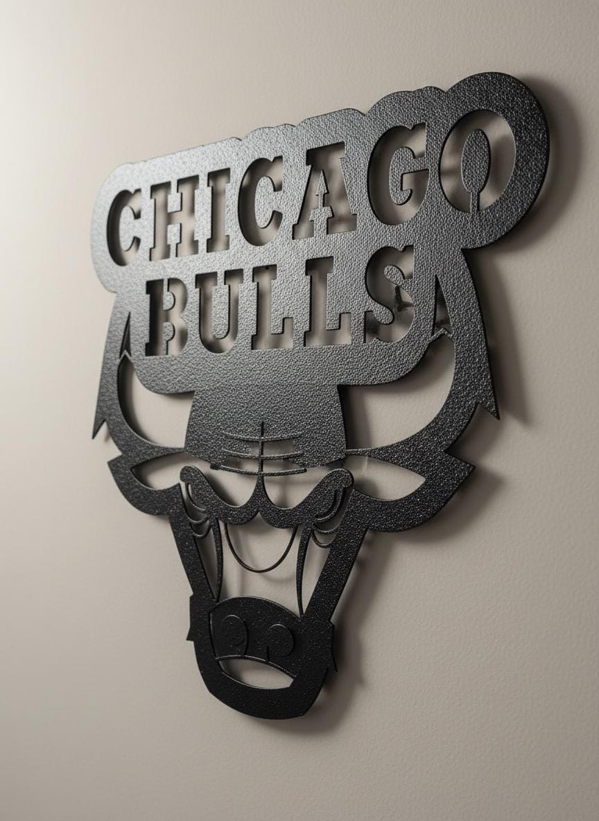 Chicago Bulls Wall Art - Iconic Logo Game Room Decor for Basketball Fans