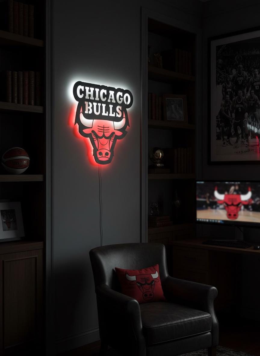 Chicago Bulls Wall Art - Iconic Logo Game Room Decor for Basketball Fans