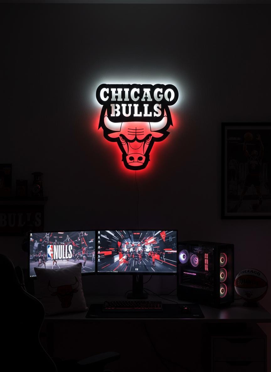 Chicago Bulls Wall Art - Iconic Logo Game Room Decor for Basketball Fans