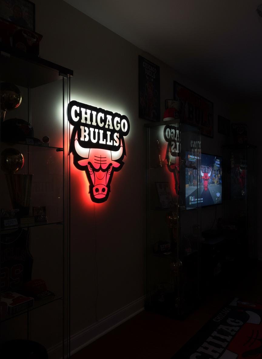 Chicago Bulls Wall Art - Iconic Logo Game Room Decor for Basketball Fans