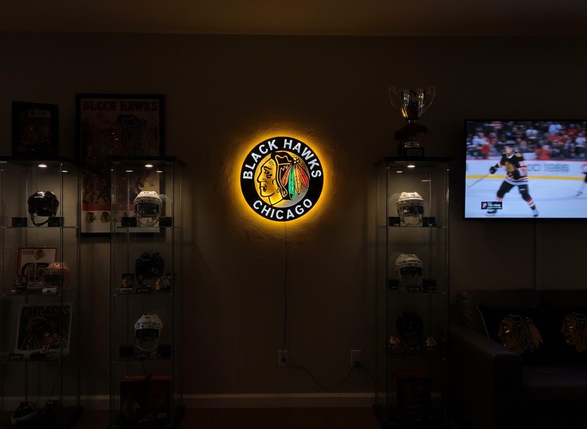 Chicago Blackhawks Wall Art - Team Logo NHL Hockey Game Room Decor