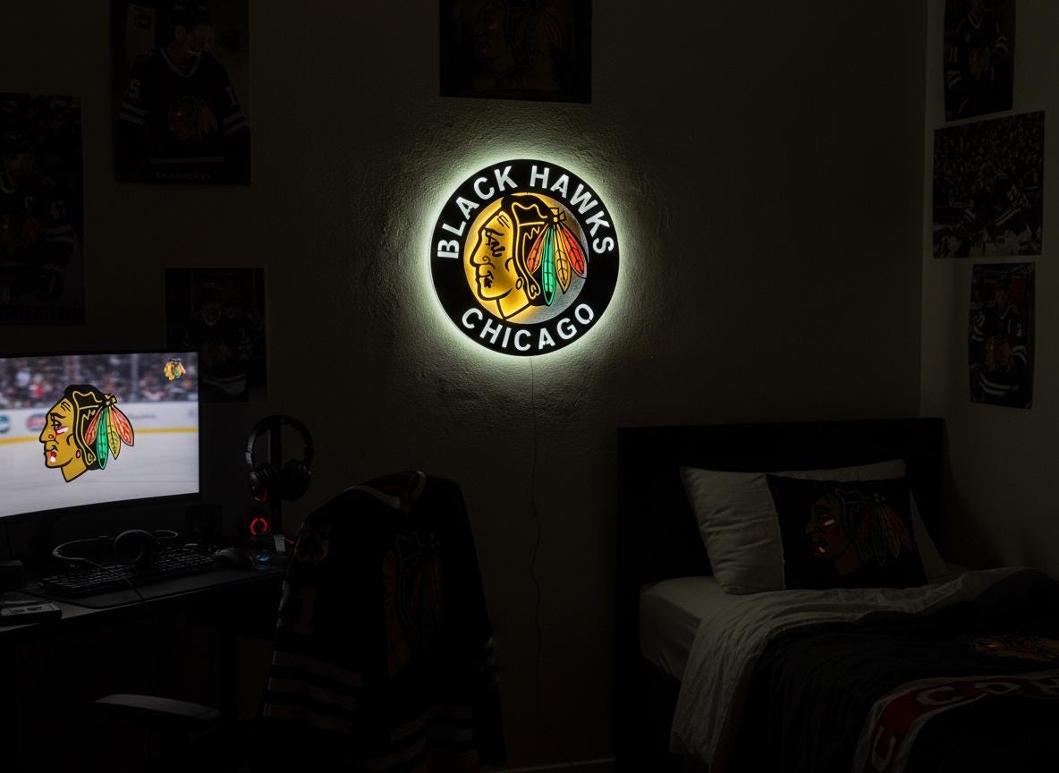 Chicago Blackhawks Wall Art - Team Logo NHL Hockey Game Room Decor