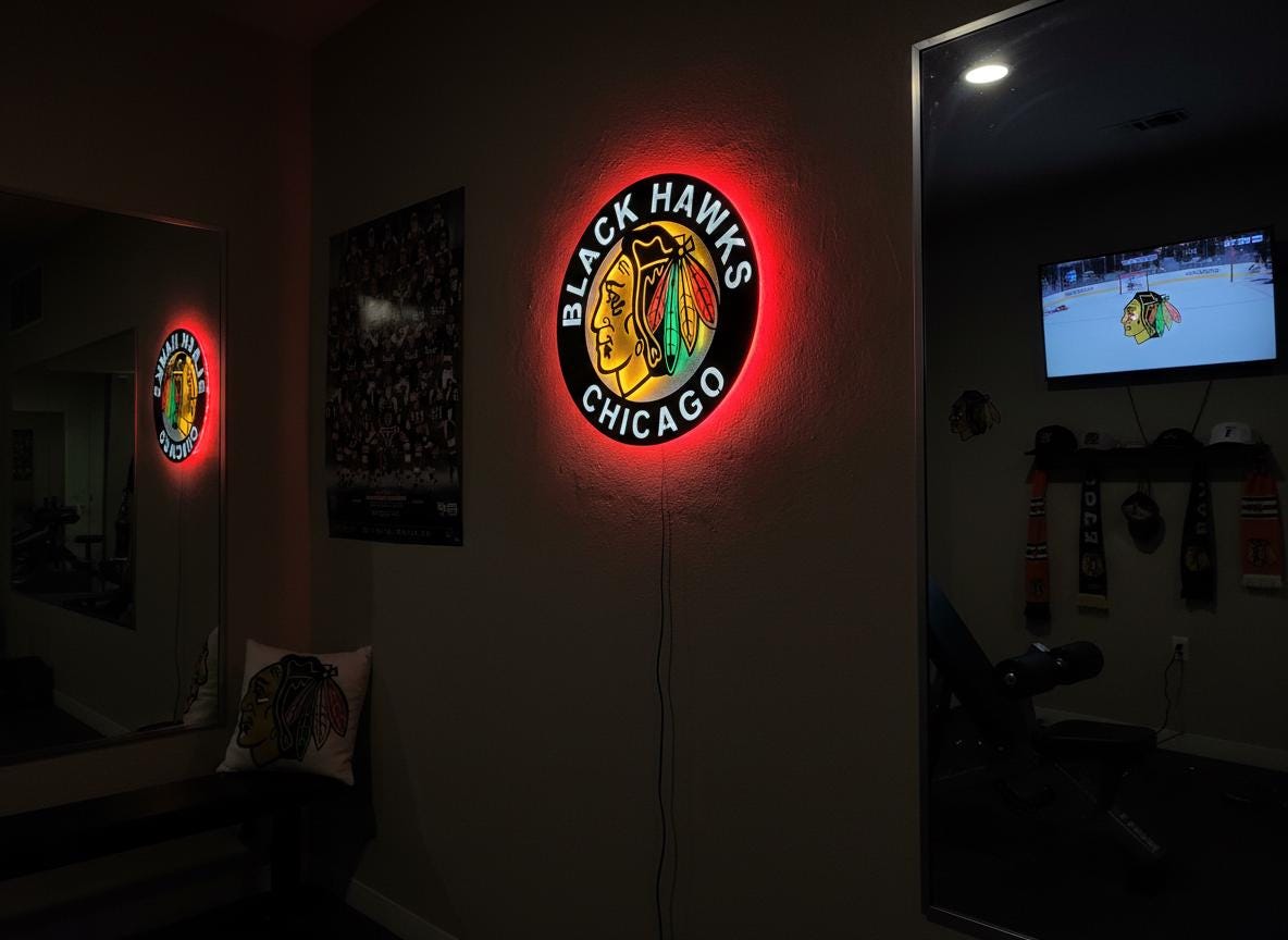 Chicago Blackhawks Wall Art - Team Logo NHL Hockey Game Room Decor