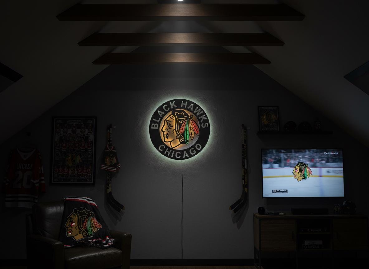 Chicago Blackhawks Wall Art - Team Logo NHL Hockey Game Room Decor