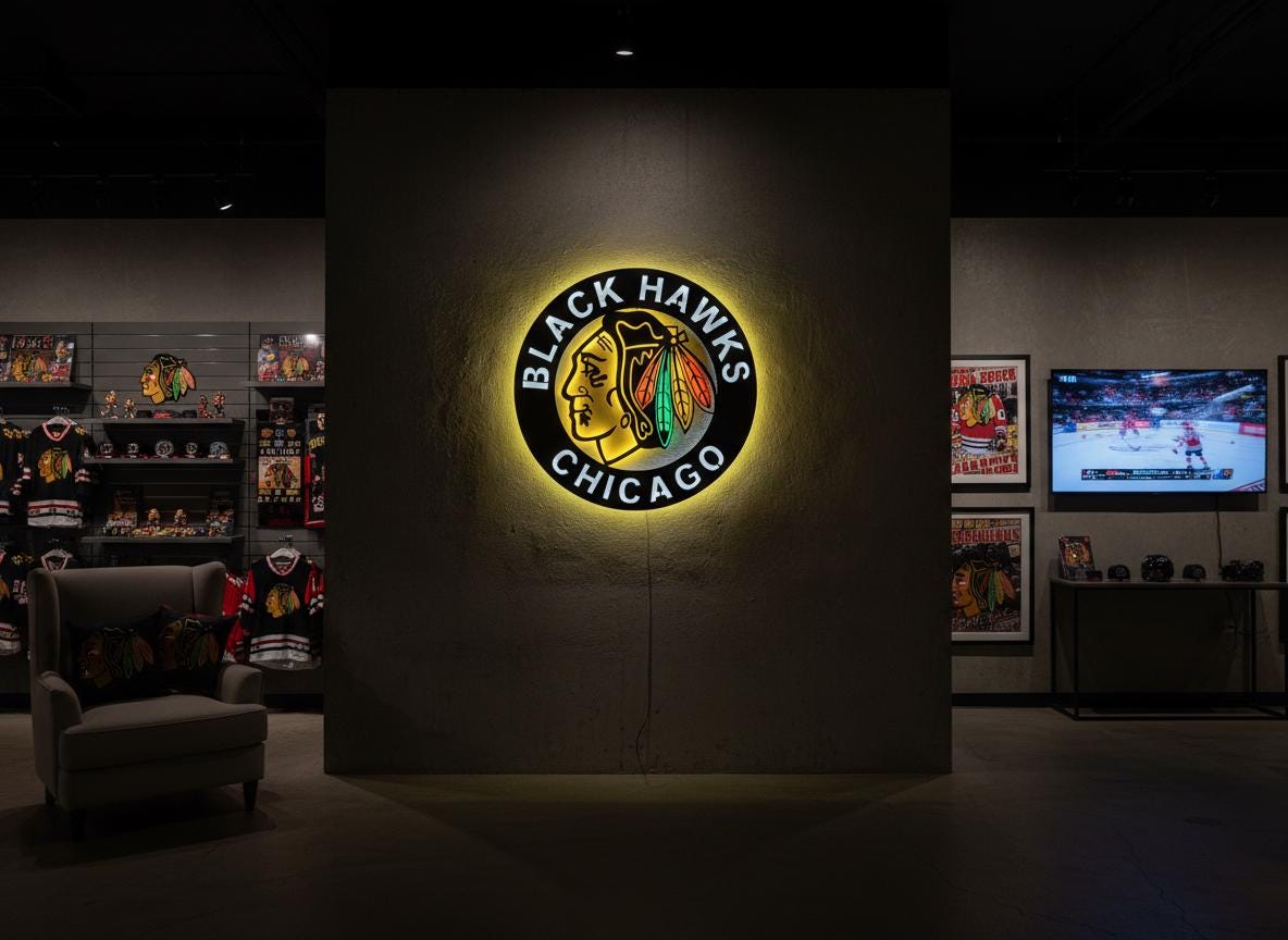 Chicago Blackhawks Wall Art - Team Logo NHL Hockey Game Room Decor