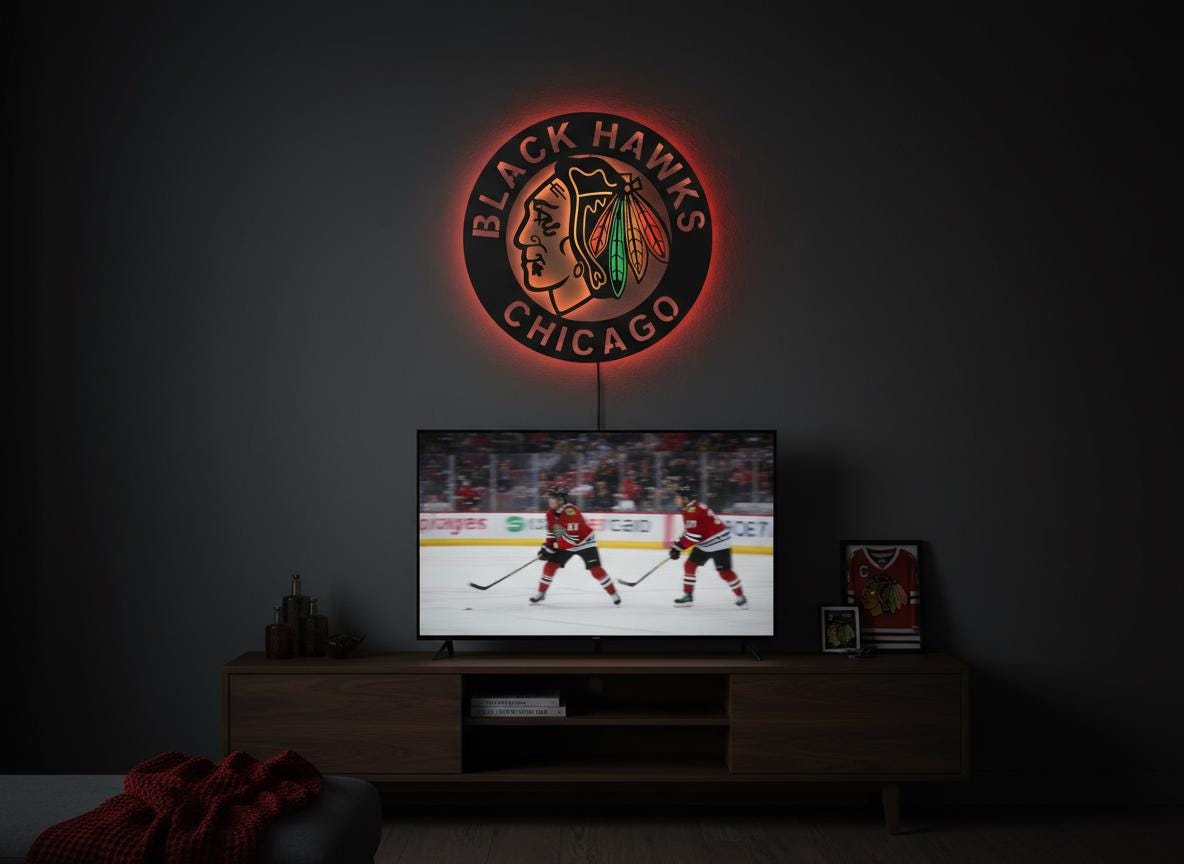 Chicago Blackhawks Wall Art - Team Logo NHL Hockey Game Room Decor