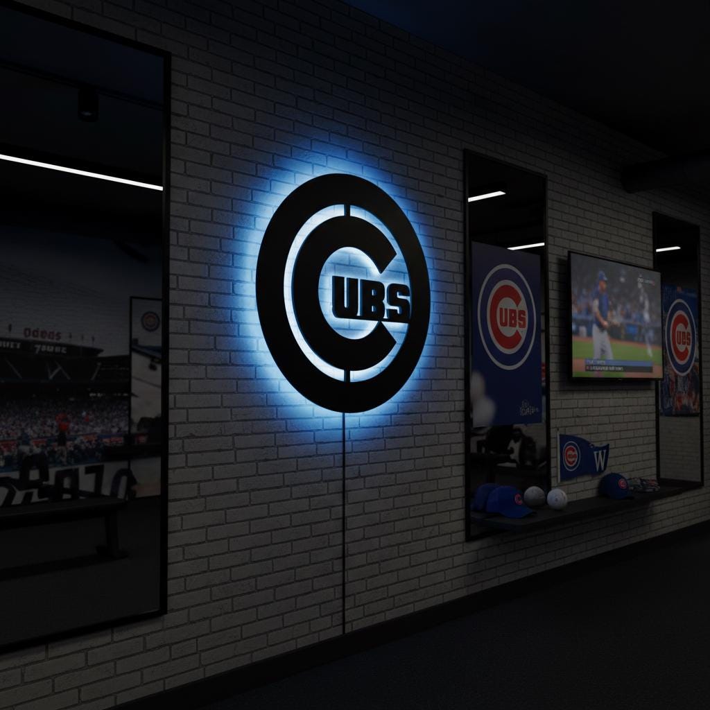 Chicago Cubs Wall Art - Wrigleyville Team Logo Baseball Fan Decor