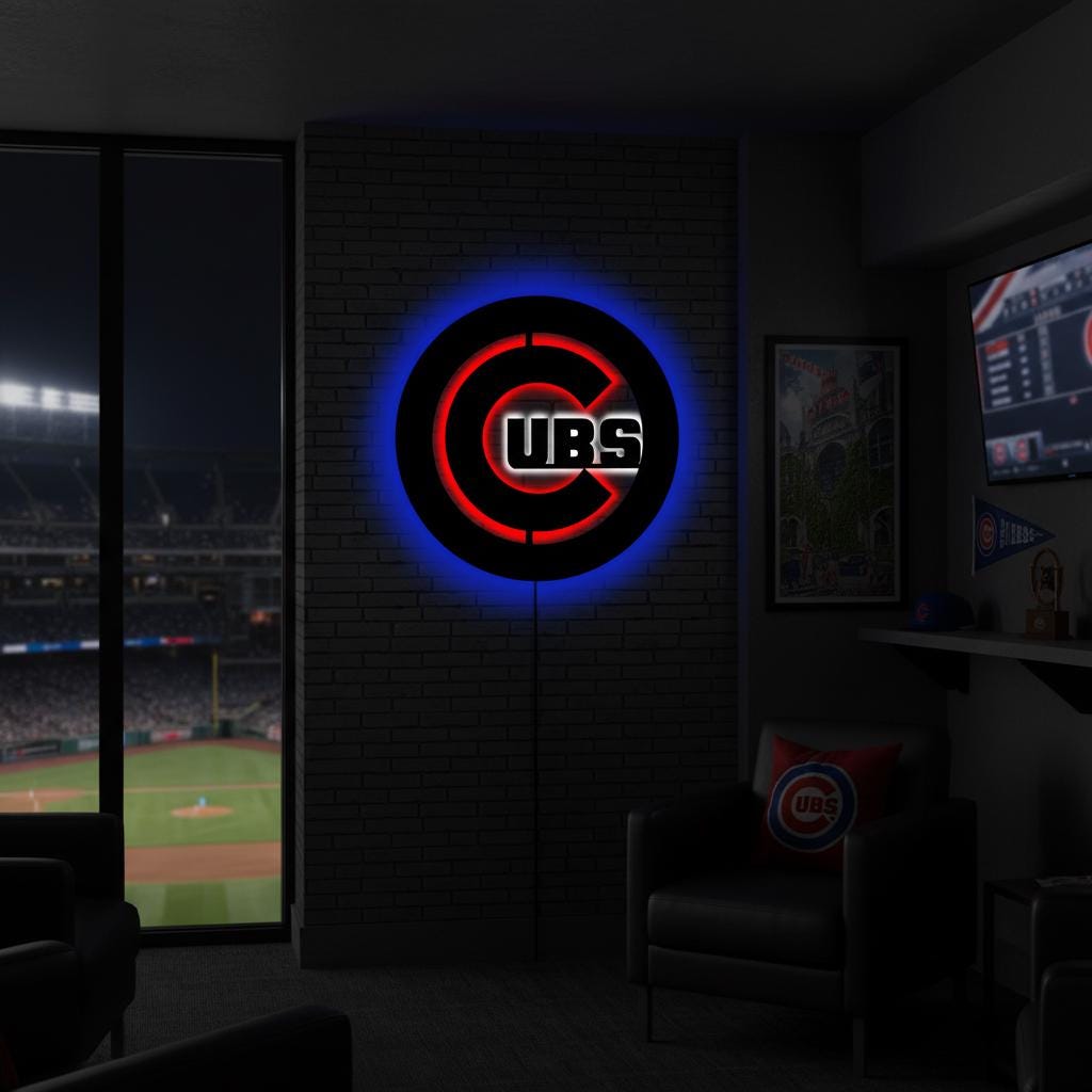 Chicago Cubs Wall Art - Wrigleyville Team Logo Baseball Fan Decor
