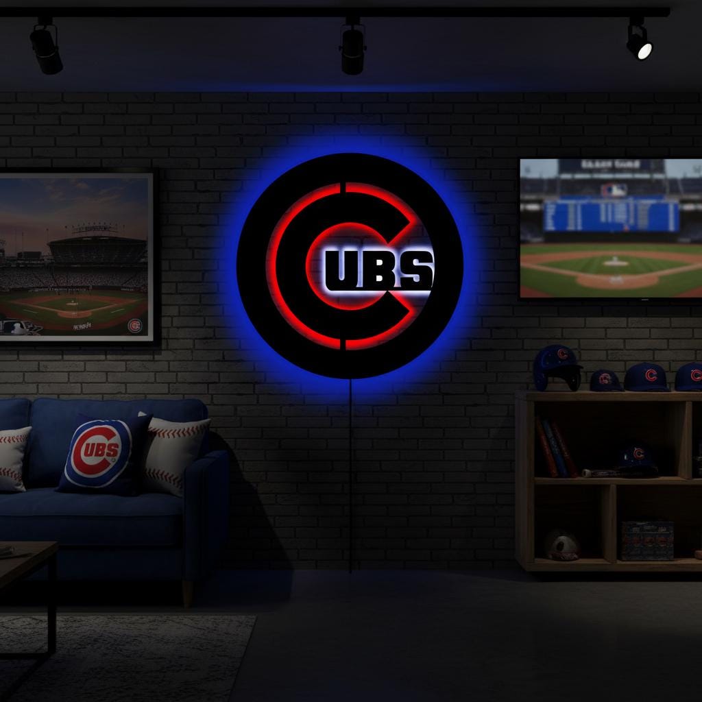 Chicago Cubs Wall Art - Wrigleyville Team Logo Baseball Fan Decor