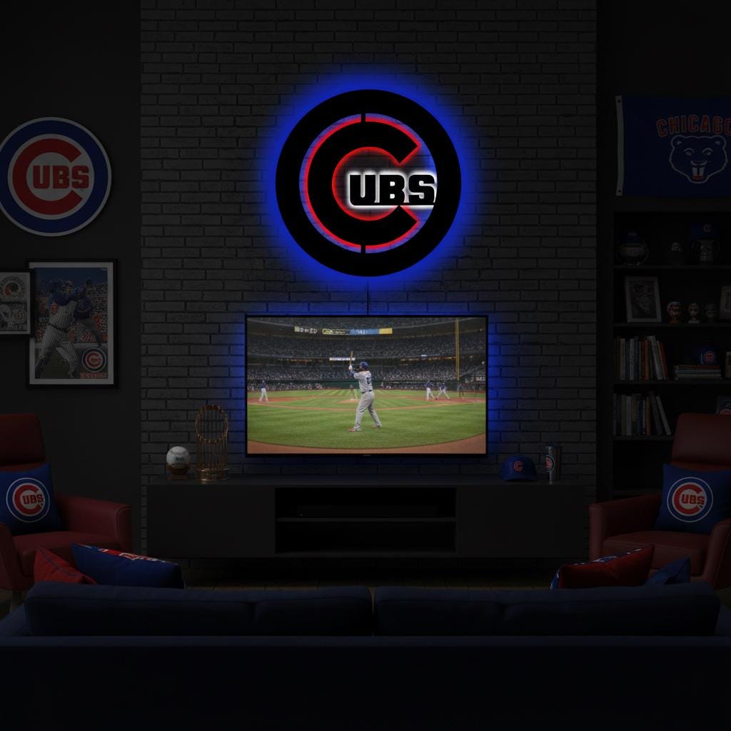 Chicago Cubs Wall Art - Wrigleyville Team Logo Baseball Fan Decor