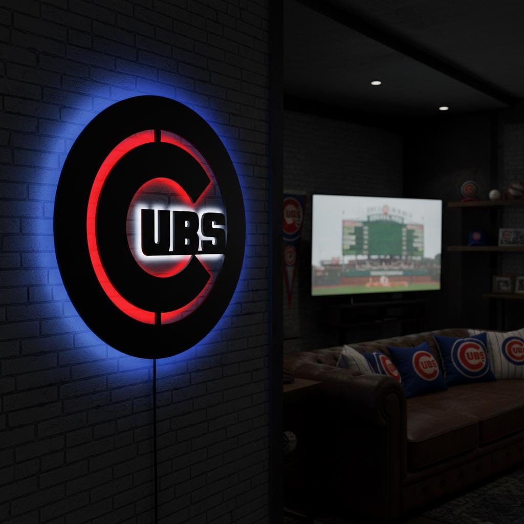 Chicago Cubs Wall Art - Wrigleyville Team Logo Baseball Fan Decor