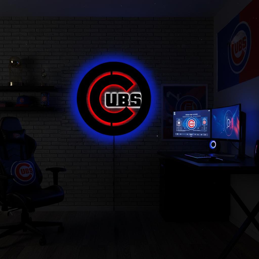 Chicago Cubs Wall Art - Wrigleyville Team Logo Baseball Fan Decor