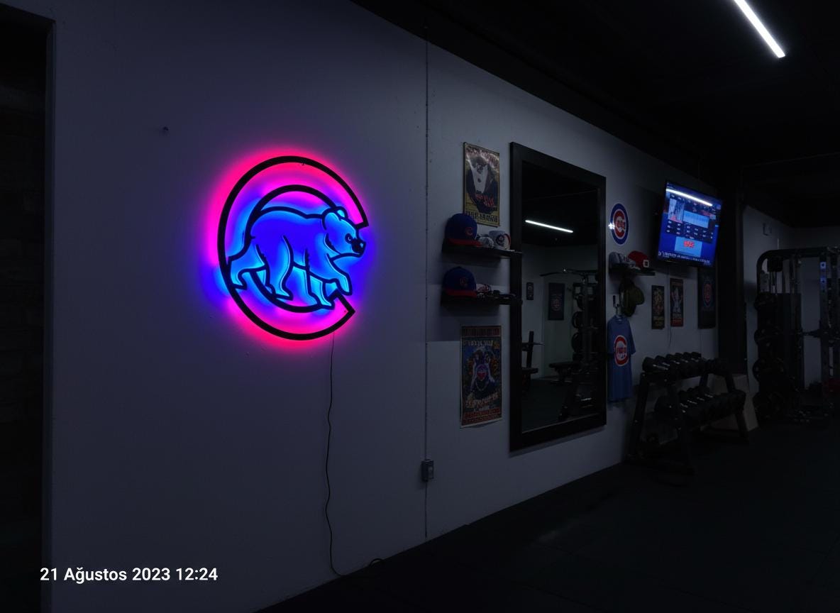 Chicago Cubs Wall Art - Team Logo Baseball Decor for Game Room & Man Cave