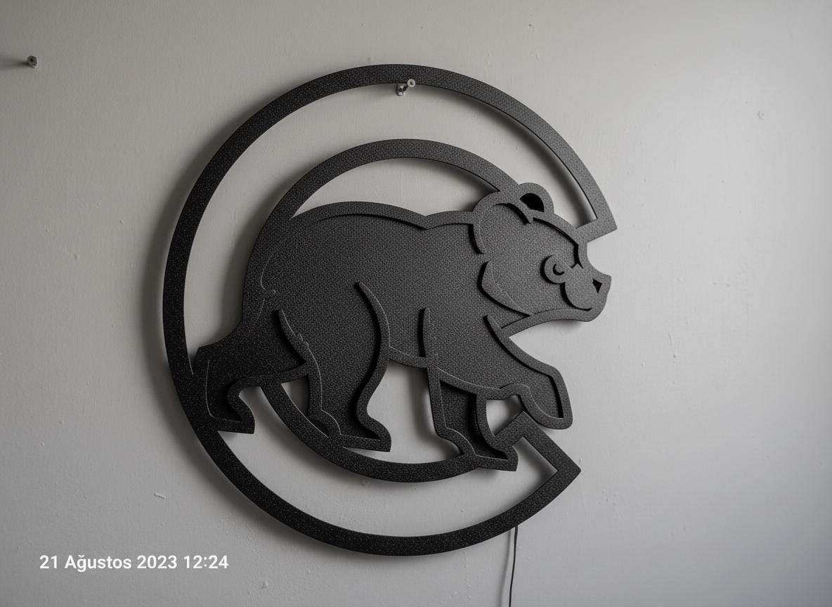 Chicago Cubs Wall Art - Team Logo Baseball Decor for Game Room & Man Cave