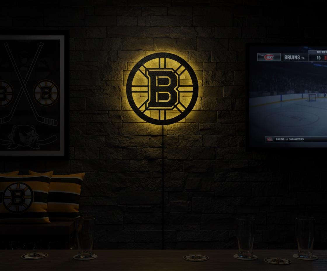 Boston Bruins Wall Art - Team Logo NHL Hockey Decor - Game Room Gift
