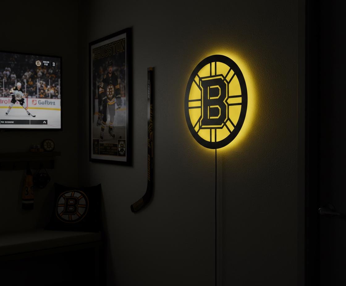 Boston Bruins Wall Art - Team Logo NHL Hockey Decor - Game Room Gift
