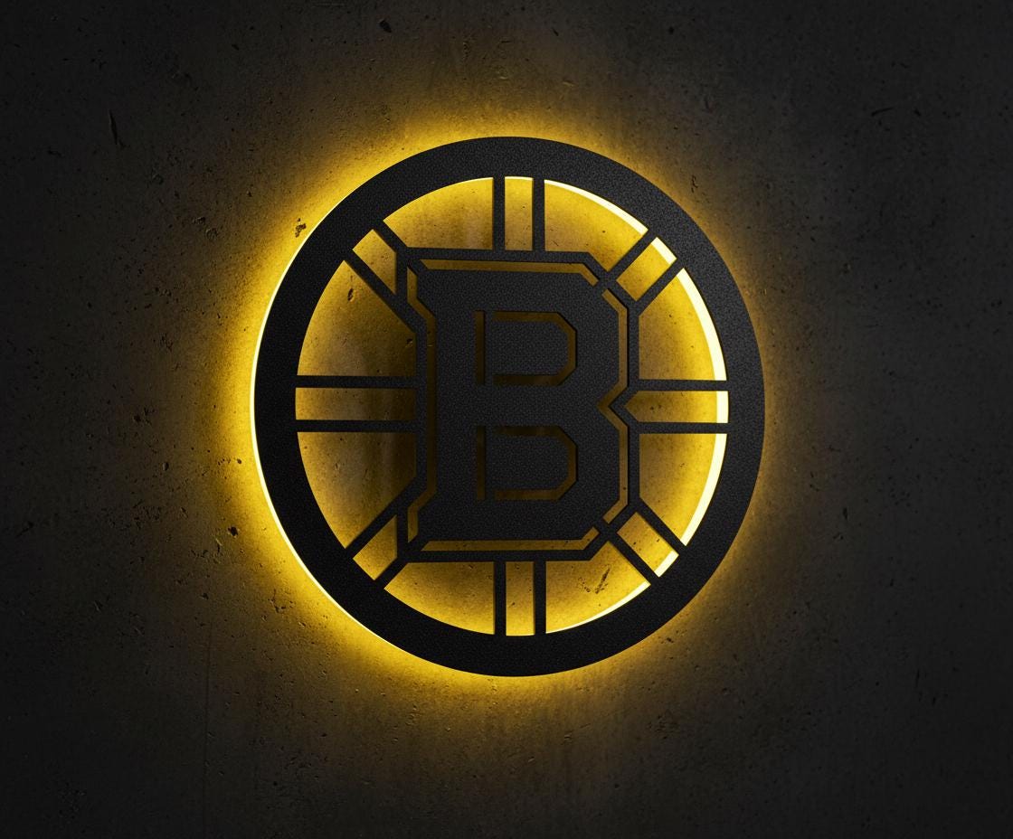 Boston Bruins Wall Art - Team Logo NHL Hockey Decor - Game Room Gift