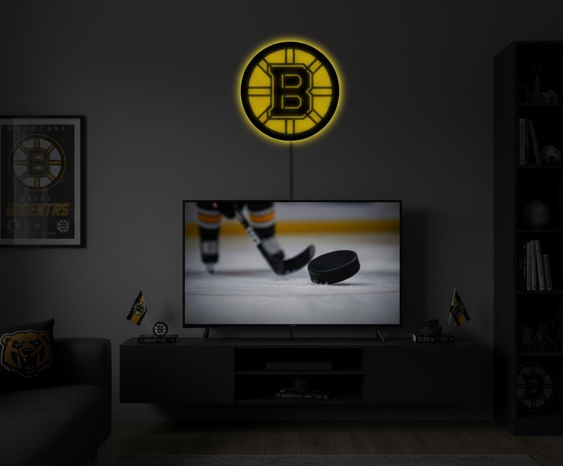 Boston Bruins Wall Art - Team Logo NHL Hockey Decor - Game Room Gift