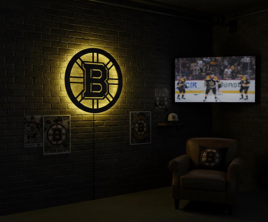 Boston Bruins Wall Art - Team Logo NHL Hockey Decor - Game Room Gift