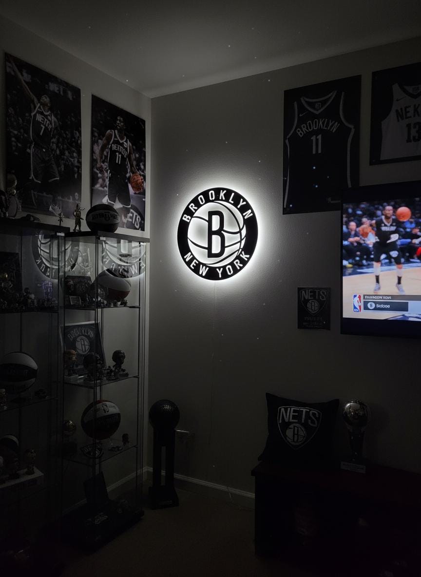 Brooklyn Nets Wall Art - NBA Team Logo Decor for Game Room