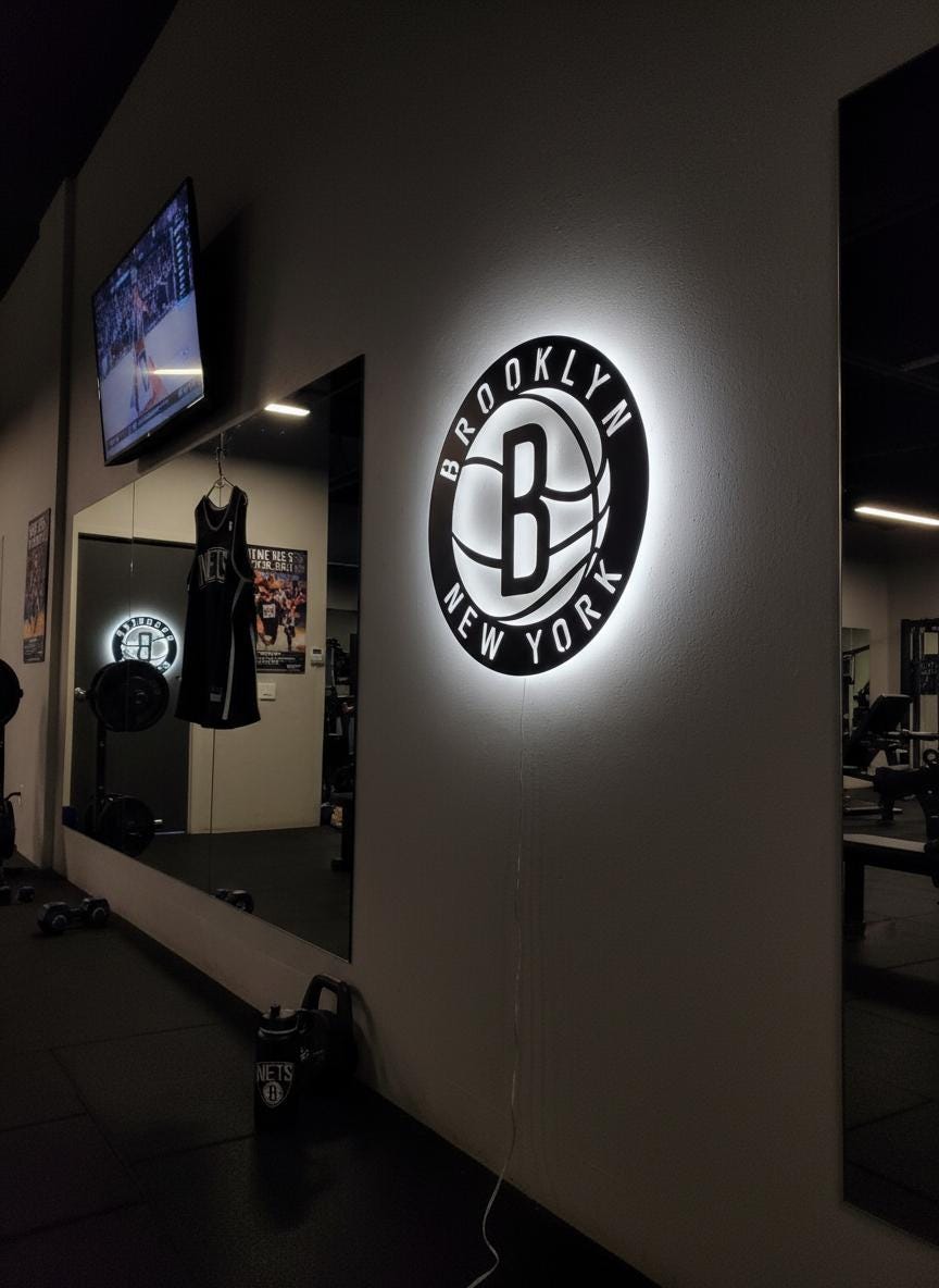 Brooklyn Nets Wall Art - NBA Team Logo Decor for Game Room