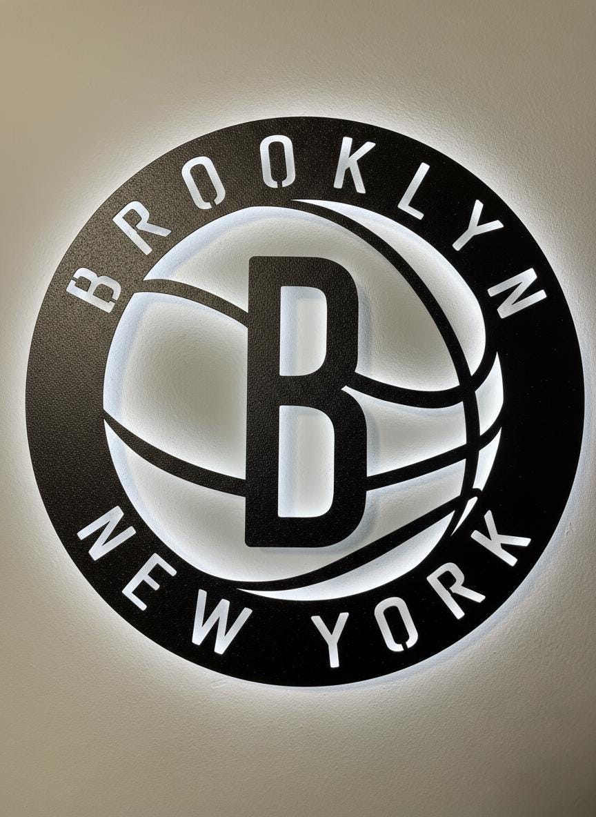 Brooklyn Nets Wall Art - NBA Team Logo Decor for Game Room