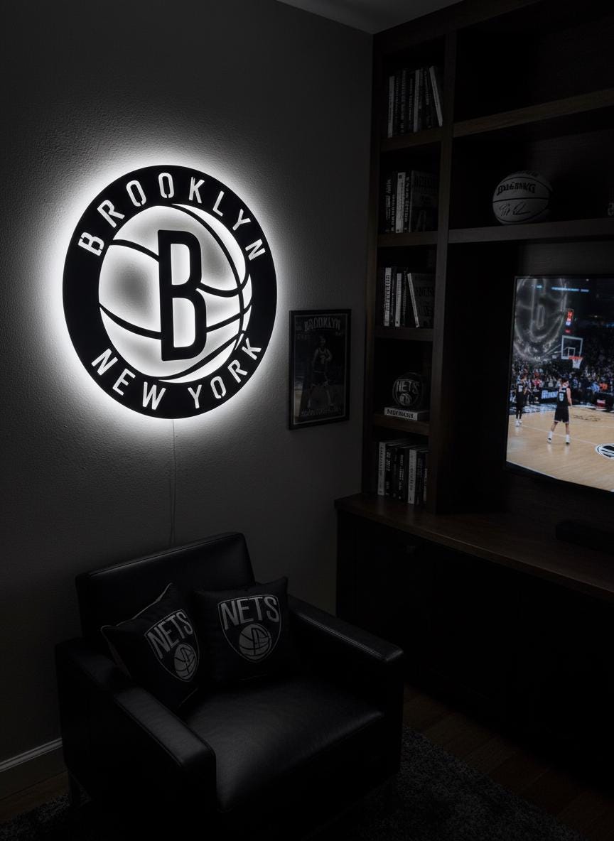 Brooklyn Nets Wall Art - NBA Team Logo Decor for Game Room