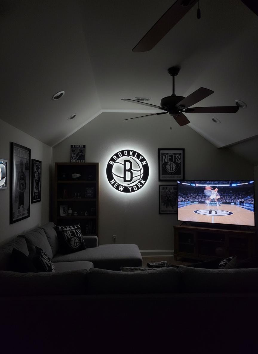 Brooklyn Nets Wall Art - NBA Team Logo Decor for Game Room