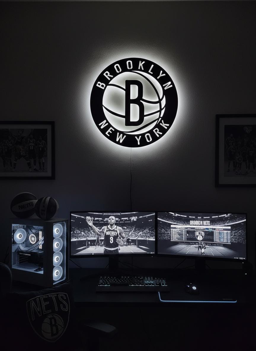 Brooklyn Nets Wall Art - NBA Team Logo Decor for Game Room