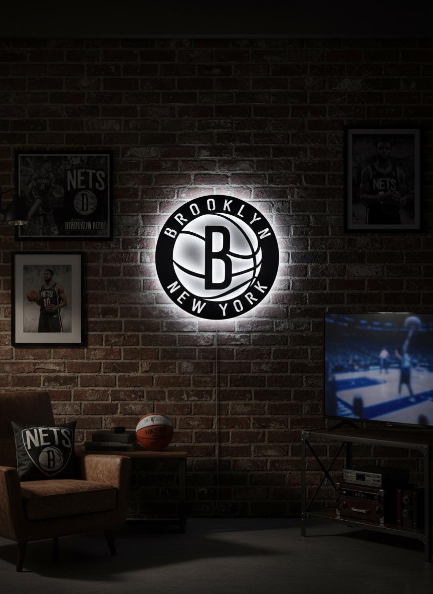 Brooklyn Nets Wall Art - NBA Team Logo Decor for Game Room