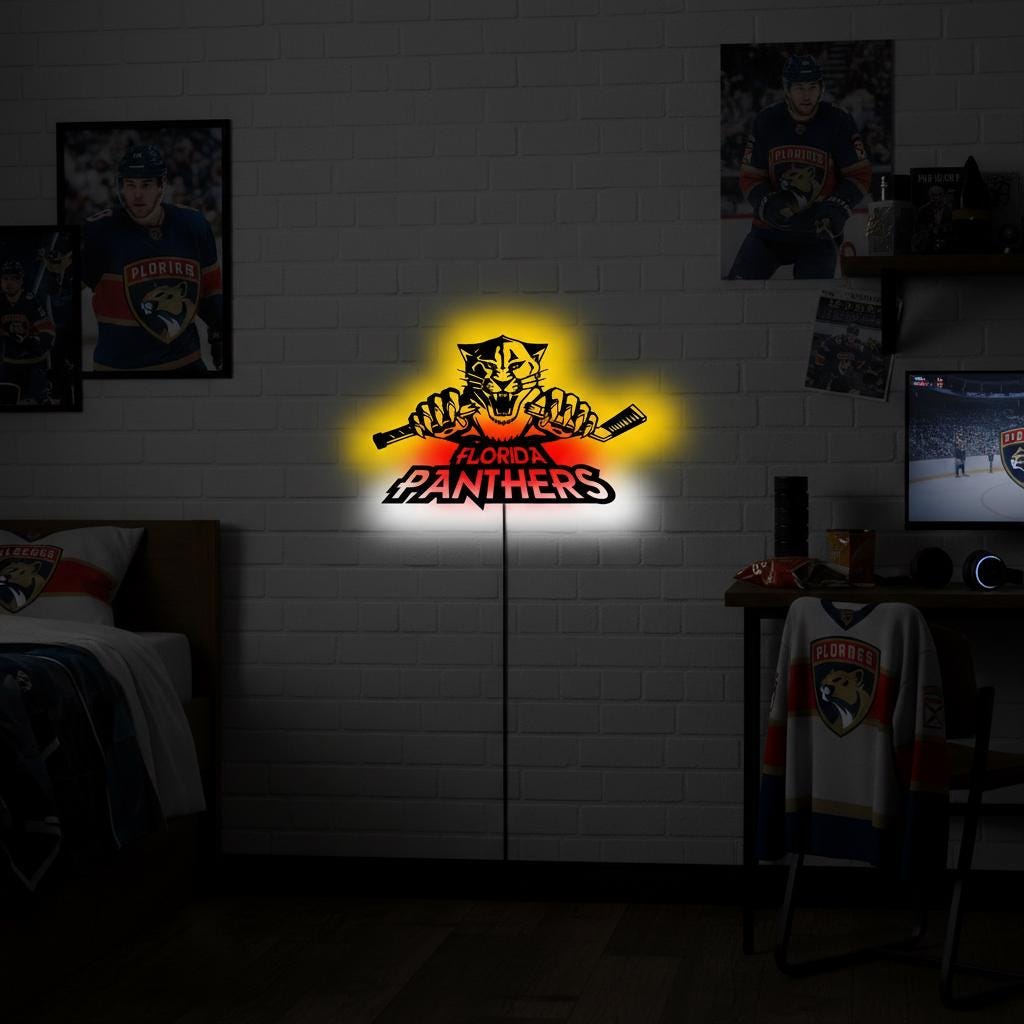 Carolina Panthers Wall Art - Unique NFL Team Logo - Game Room Decor Gift