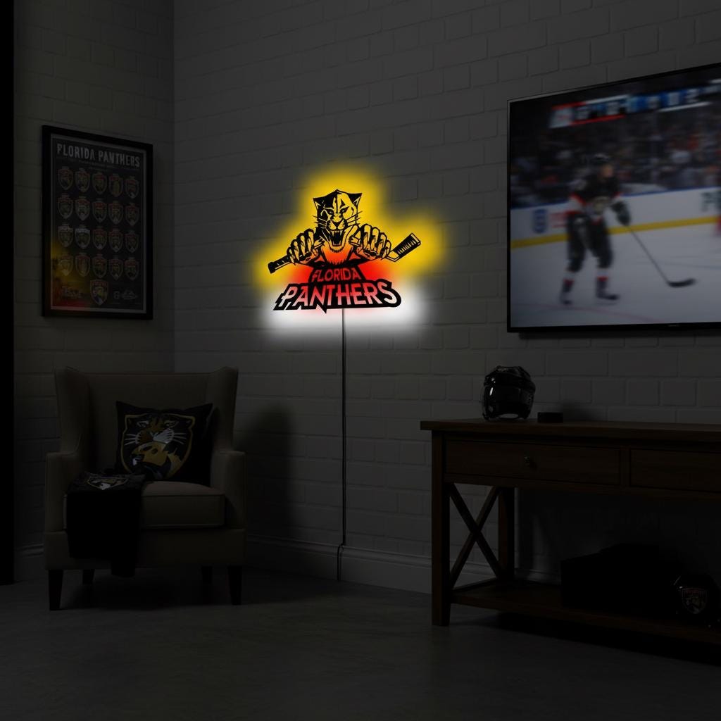 Carolina Panthers Wall Art - Unique NFL Team Logo - Game Room Decor Gift