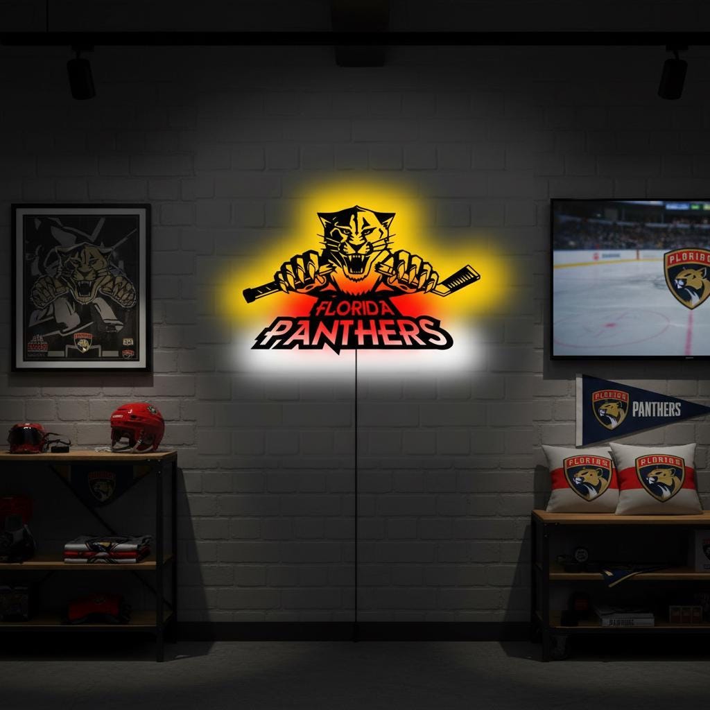 Carolina Panthers Wall Art - Unique NFL Team Logo - Game Room Decor Gift