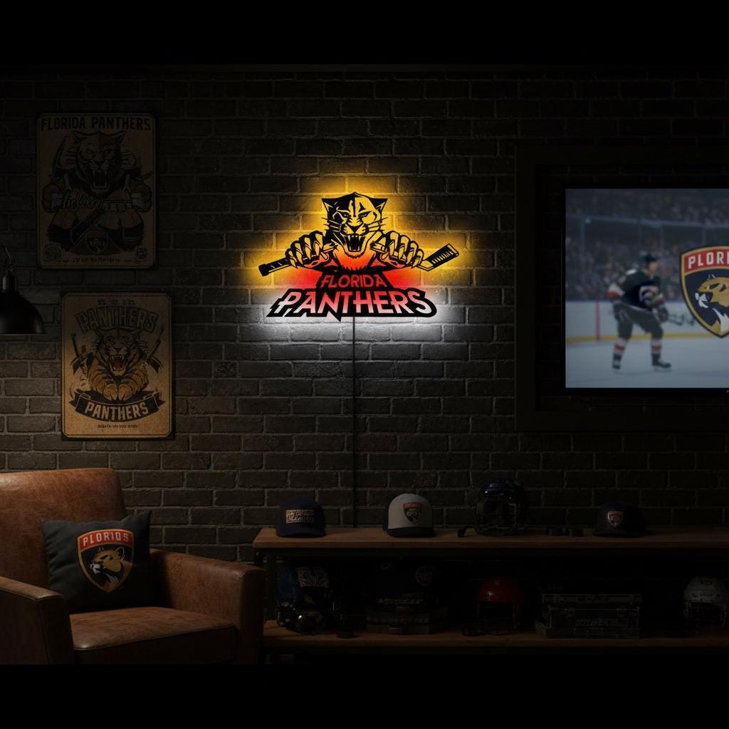 Carolina Panthers Wall Art - Unique NFL Team Logo - Game Room Decor Gift