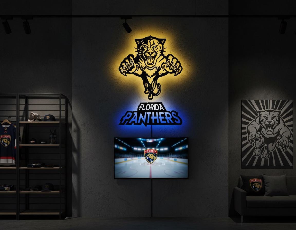 Carolina Panthers Wall Art - NFL Team Logo Sign - Game Room Decor