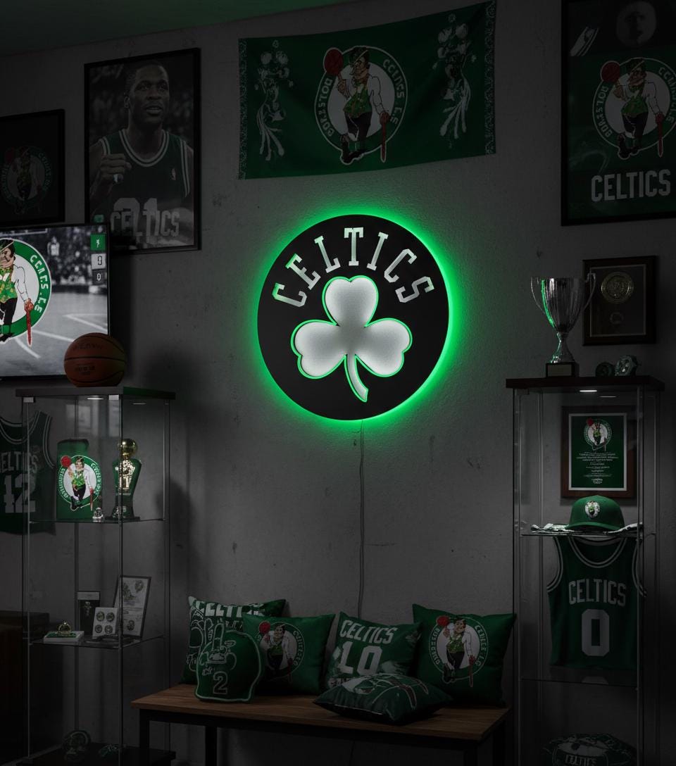Boston Celtics Wall Art - NBA Team Logo Decor - Game Room Gift