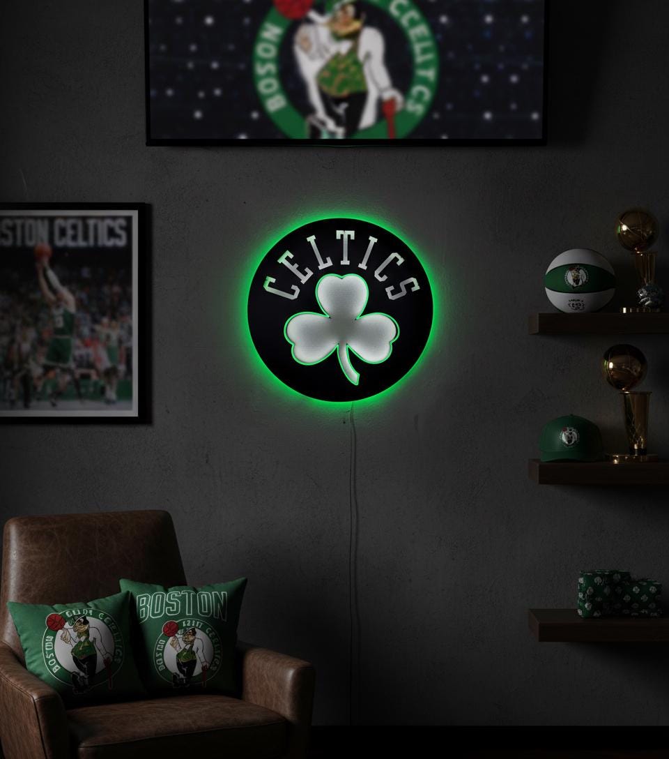 Boston Celtics Wall Art - NBA Team Logo Decor - Game Room Gift