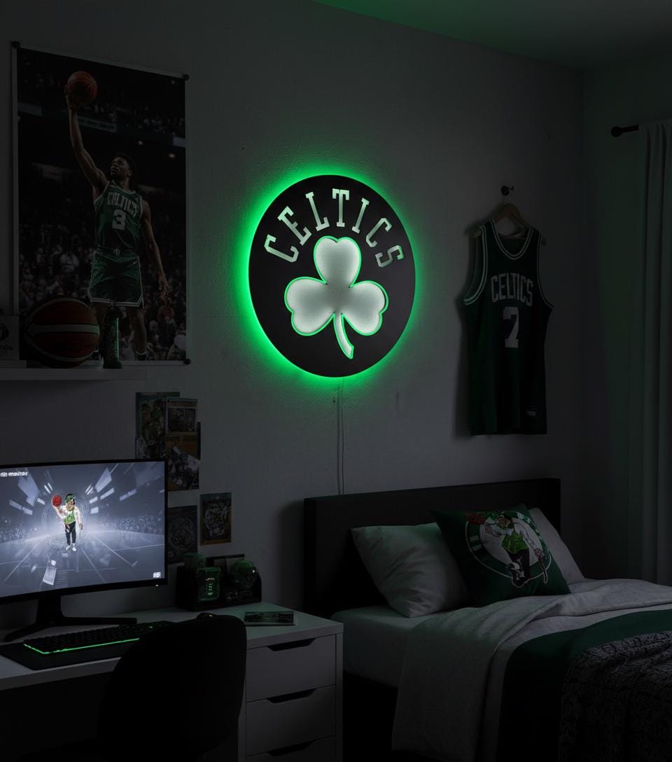 Boston Celtics Wall Art - NBA Team Logo Decor - Game Room Gift